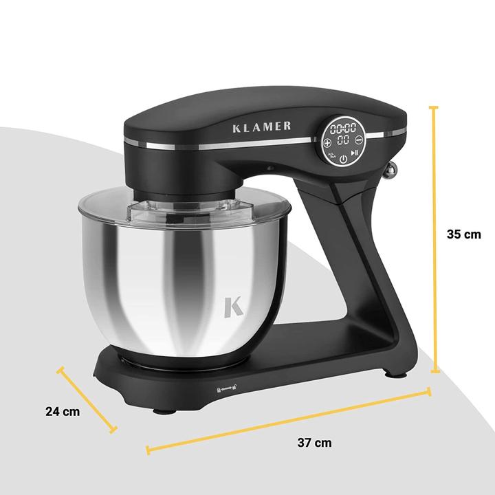 Produktbild KLAMER Küchenmaschine, Knetmaschine mit 6 Liter Edelstahl Schüssel (1800 W)