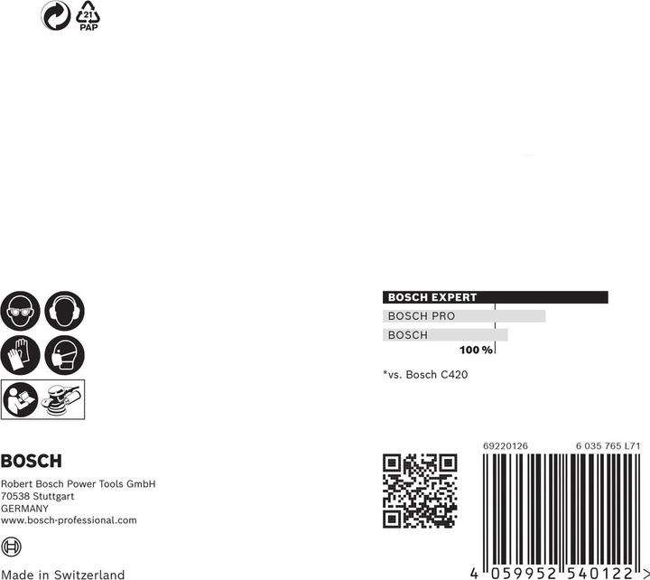 Immagine prodotto Bosch Professional Zubehör EXPERT M480 Rete di levigatura per levigatrice rotorbitale, 125 mm, G 150, 5 pezzi (150)