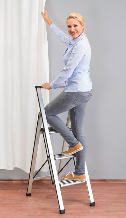 Productafbeelding Wenko Opvouwbaar opstapje zilver 3 treden, H: 119,0 cm (Inklapbare trede, 44 cm)