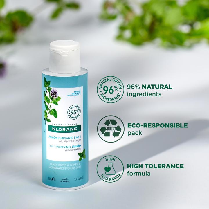 Produktbild Klorane 3-in-1 Reinigungspuder mit BIO-Wasserminze (Puder, 50 ml)