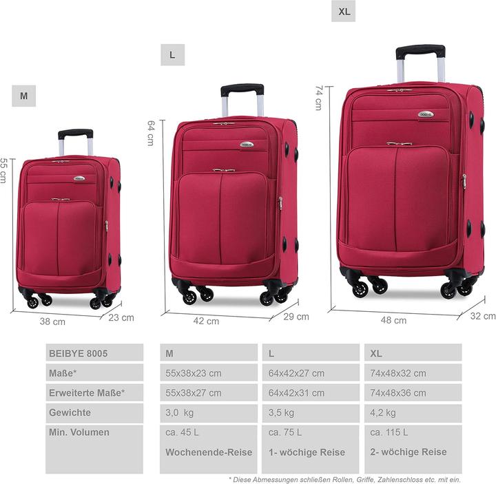 Produktbild Beibye Leichter Stoffkoffer (45 l, Handgepäck (bis 50l))