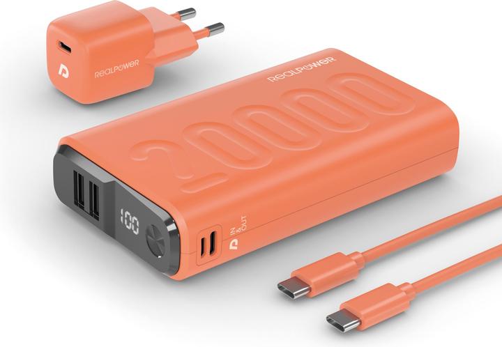 Actual product image RealPower Powerbank PB-20000 Power (20000 mAh, 20 W, 74 Wh)
