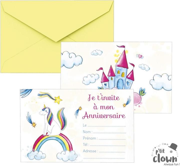 Image du produit P'tit Clown Invitation Licorne Arc-en-ciel