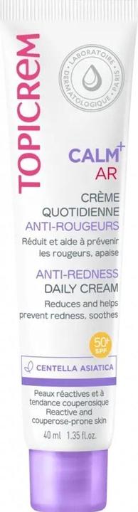 Actual product image Topicrem Calm AR Anti-Redness Daily Cream 40ml SPF50 Soothing Couperose (Suntan cream, SPF 50, 40 ml)