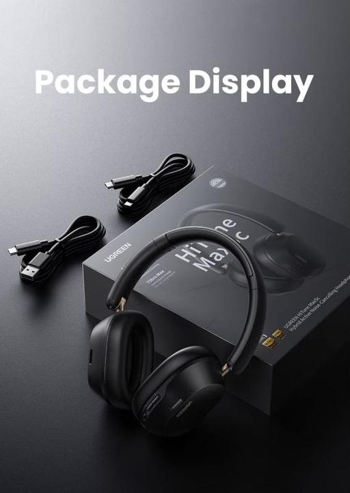 Actual product image Ugreen HiTune Max 5C Wireless Headphones, Hybrid ANC, Bluetooth 5.4 (black) (ANC, Wireless)