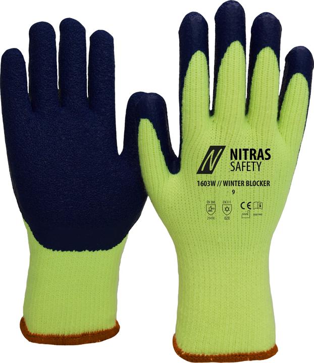 Actual product image Nitras Cold protection gloves Winter Blocker size 9 yellow/blue EN 388, EN 511 PPE category II (9)