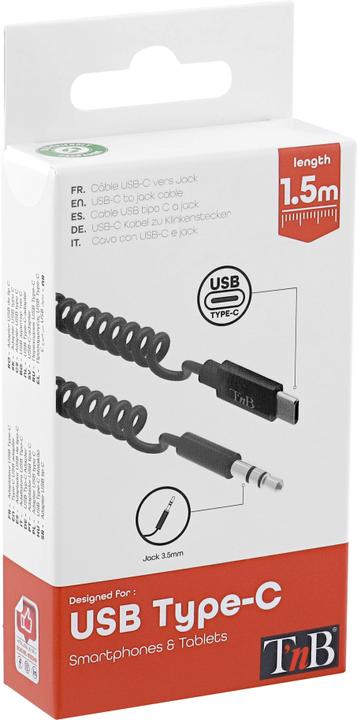 Immagine prodotto T'nB Cavo a spirale con jack USB-C/3,5 mm