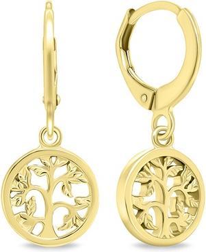 Actual product image Brilio Silver - Gold-plated hoop earrings Tree of Life EA648Y
