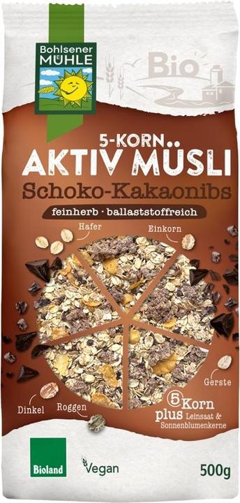 Bohlsener Mühle 5-Korn Aktiv Müsli Schoko-Kakaonibs Bio (500 g)