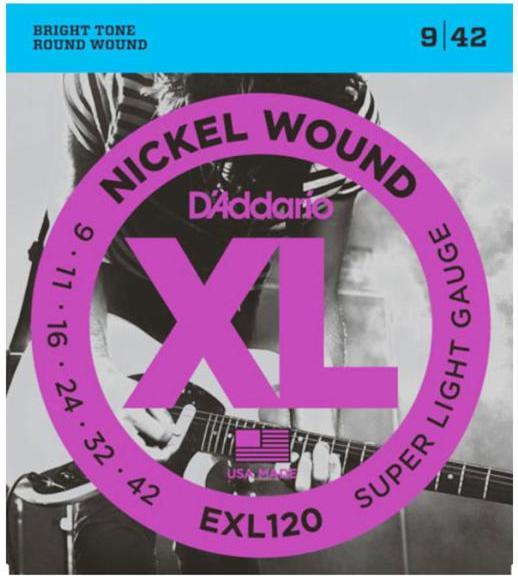 D'Addario Daddario EXL120 Strings for Electric Guitar Super Light 9-42 3 SETS (3 x, Electric guitar)