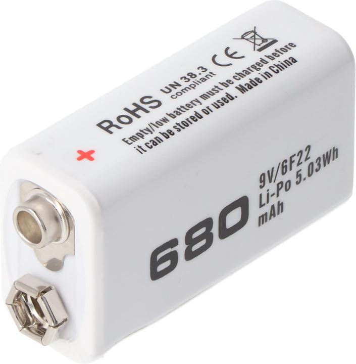 Image du produit AccuCell Pile rechargeable 9V bloc, 6LR61, 6F22 (1 pcs, 9V Block, 650 mAh)