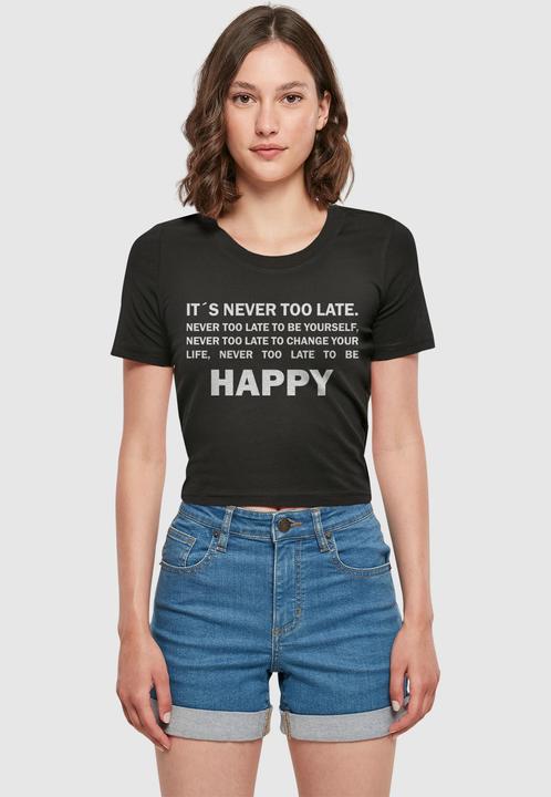 Produktbild Merchcode Ladies Never Too Late Cropped Tee - 189173 (M)