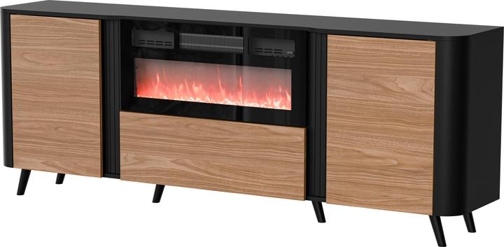 Image du produit Cama Commode Volare 200 x 39 x 75 cm noir/noyer + cheminée (200 x 39 x 75 cm)