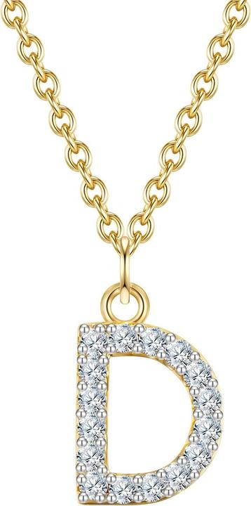 Image du produit Glanzstücke München Femme lettre D argent sterling zirconium or jaune 45,0 cm chaîne de base + 5,0 cm extension - 32152 (Argent Sterling, 40 - 45 cm)