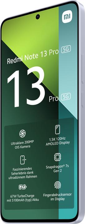 Produktbild Xiaomi Redmi Note 13 Pro 5G (512 GB, Aurora Purple, 6.67", Dual SIM, 200 Mpx, 5G)