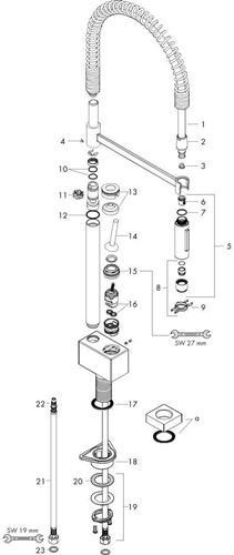 Actual product image hansgrohe AXOR Starck single-lever kitchen mixer, ComfortZone240, Semi-Pro, swivel