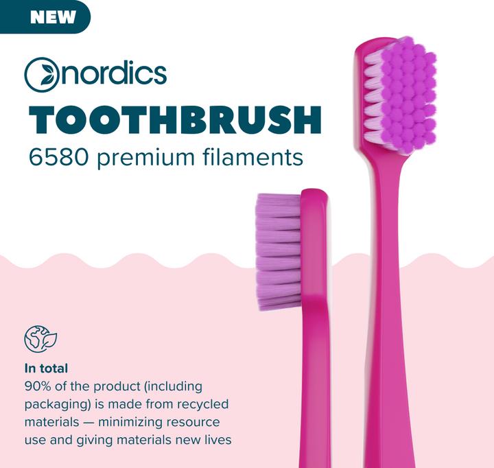 Produktbild Nordics Öko Zahnbürste Premium PLA Pink – (Weich)