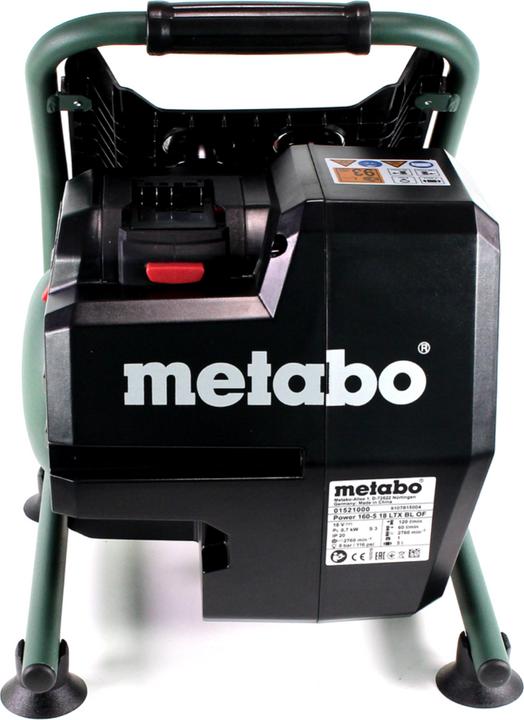 Productafbeelding Metabo Power 160-5 18 LTX BL OF Accu-compressor 18 V 8,0 bar Brushless + 1x LiHD accupack 4,0 Ah. (8 bar, 5 l)