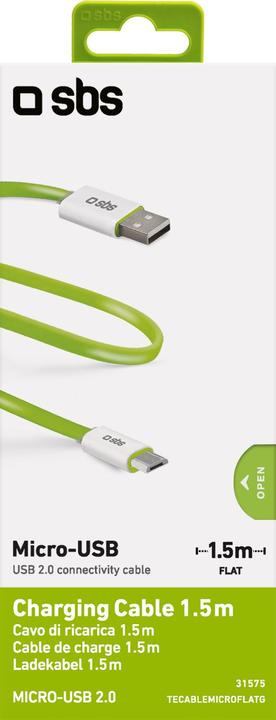 Produktbild SBS Flaches Ladekabel Micro-USB (1.50 m)