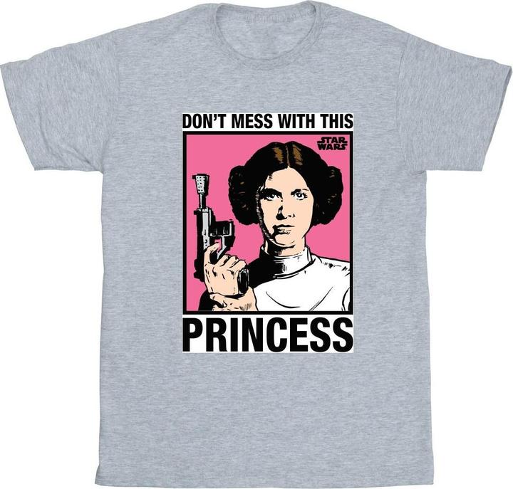 Produktbild Star Wars A New Hope Leia Don't Mess With Princess Boyfriend Fit TShirt (4XL)