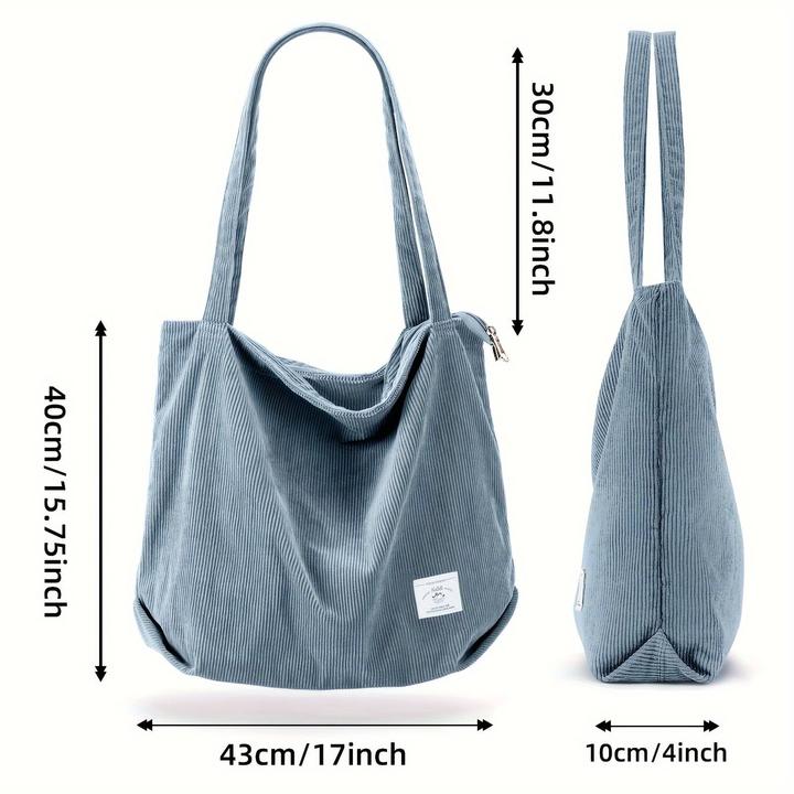Actual product image Only-Bags.Store Corduroy shoulder bag, minimalist monochrome tote bag, all-match storage handbag