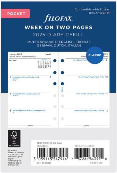 Image du produit Filofax PO-INH.1WO/2PAGES 4 LANGUES