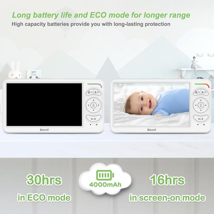 Actual product image Blemil Video Babyphone mit 2 Kameras und Split Screen (Video & Audio)