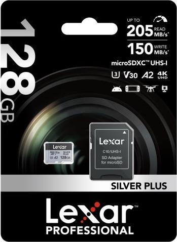 Image du produit Lexar Professional Silver Plus (128 Go, microSDXC, U3, UHS-I)