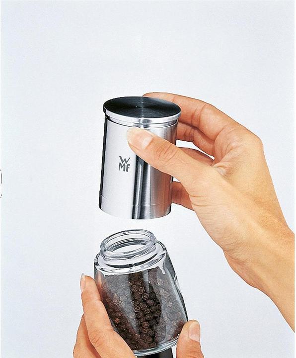 Produktbild WMF Salzmühle Pfeffermühle 14cm Keramikmahlwerk Glasbehälter De Luxe Edelstahl (Pfeffer, Salz)