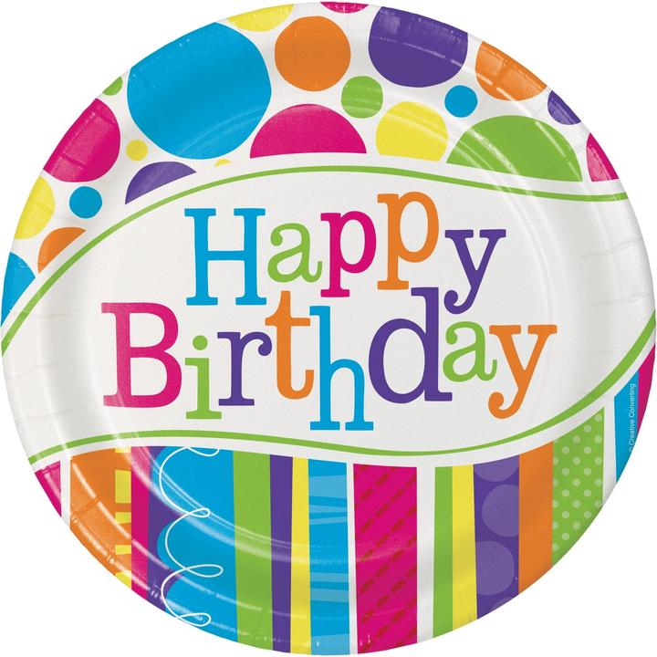 Produktbild Creative Party Happy Birthday Partyteller (Packung mit 8 Stück) (8 x)