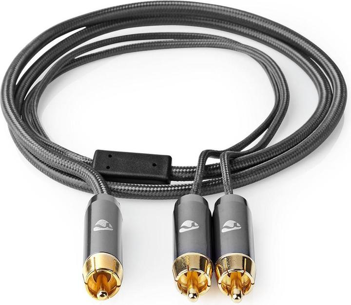 Immagine prodotto Nedis Cavo subwoofer | RCA | 2x Spina RCA | Placcato oro | 3,00 m | Rotondo | 4,5 mm | Grigio / Gun Metal (3 m)