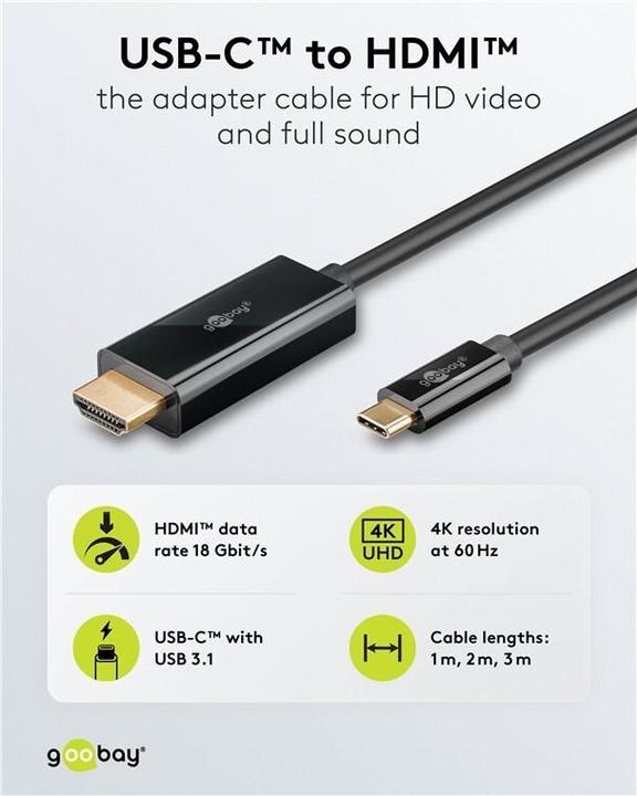 Image du produit Goobay HDMI – USB C (1 m, HDMI, USB Type C)
