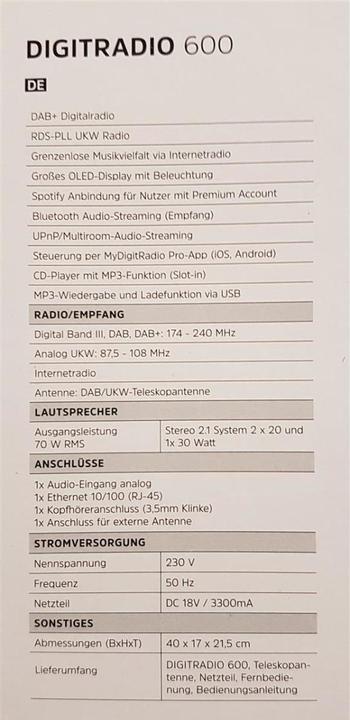 Produktbild TechniSat DigitRadio 600 (Internetradio, DAB+, Bluetooth, WLAN)