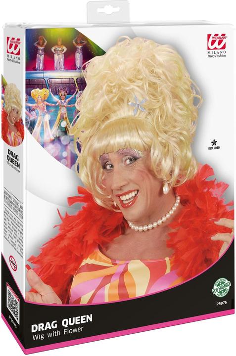 Produktbild Widmann Blonde Perücke Drag Queen Mit Blumen in Box