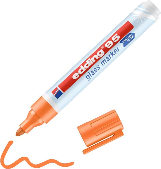 Immagine prodotto Edding Pennarello per vetro a punta di feltro 95 (Arancia, 3 mm, 1 x)