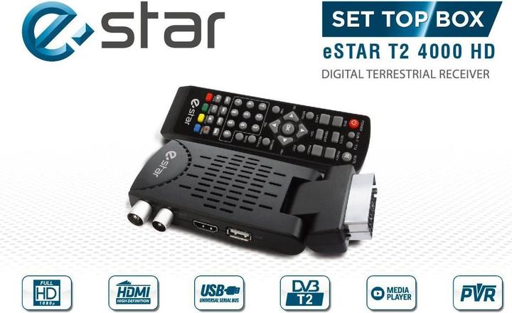 Estar T2 4000 HD SCART Black (8 GB, DVB-T2, DVB-C, DVB-S, DVB-S2, analog Pal)