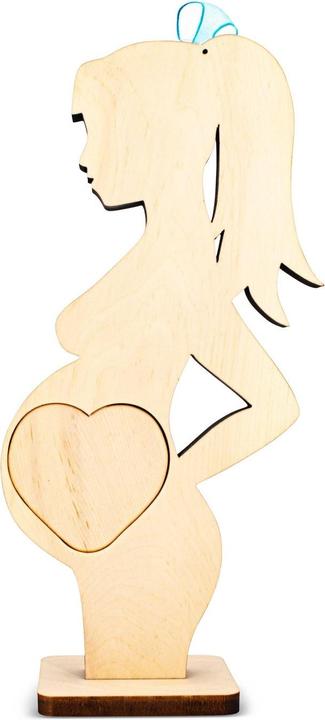 Actual product image ZNatur Pregnant woman picture frame made of Swiss stone pine wood gift decoration with engraving for