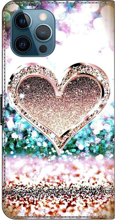 Immagine prodotto Art Custodia a libro per iPhone 15 Pro Max con tasca per carte Golden Heart (Apple iPhone 15 Pro Max)
