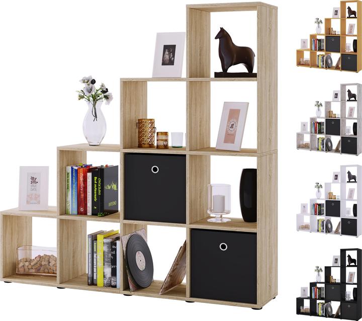 Produktbild VCM Holz Stand Treppenregal 10 Fächer Napoli (143 x 29 x 139 cm)