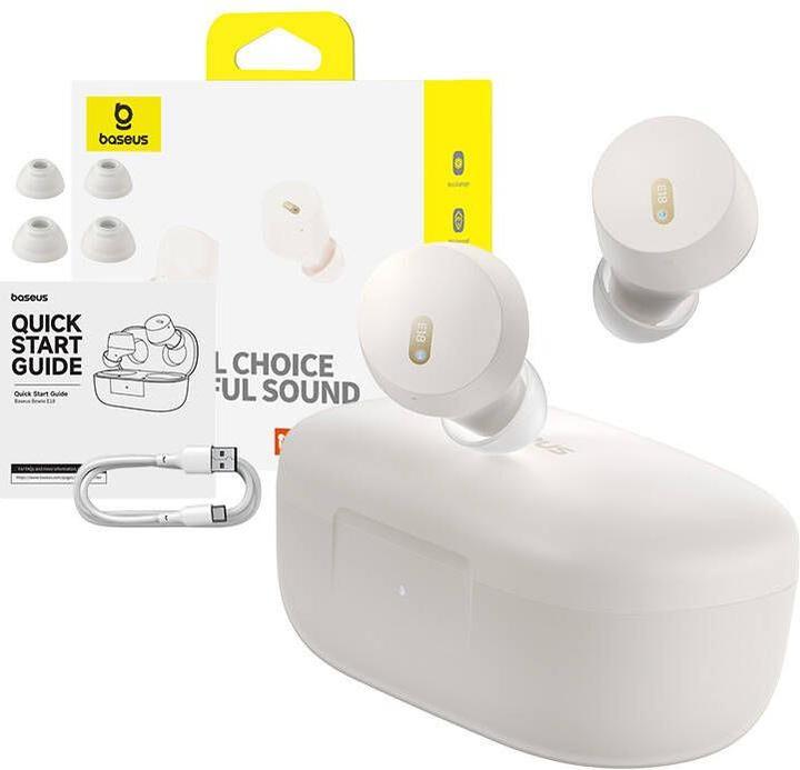 Image du produit Baseus Casque sans fil Bowie E18 TWS ENC IPX4 - blanc (ANC, 25 h, Sans fil)