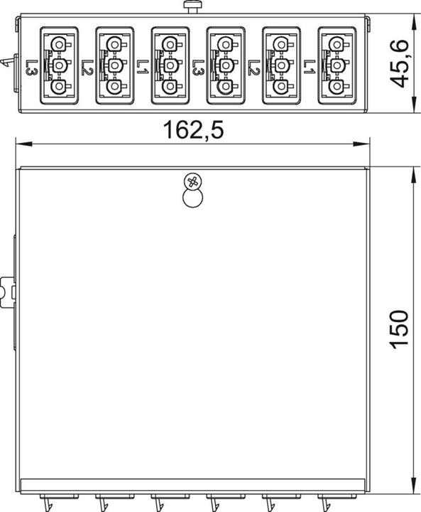 Actual product image OBO Bettermann OBO UVS-6W2SA Underfloor distributor with push-in connection 160x150x (Terminal strips)