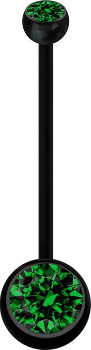 Produktbild Star Piercing Banane Schwangerschaft schwarz mit zwei Kugeln Kristall grün (ohne Messing, Bioflex)