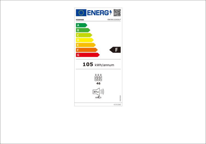 Label énergétique Hisense RW3N122GSLF Armoire à vin de mise en température 128 litres