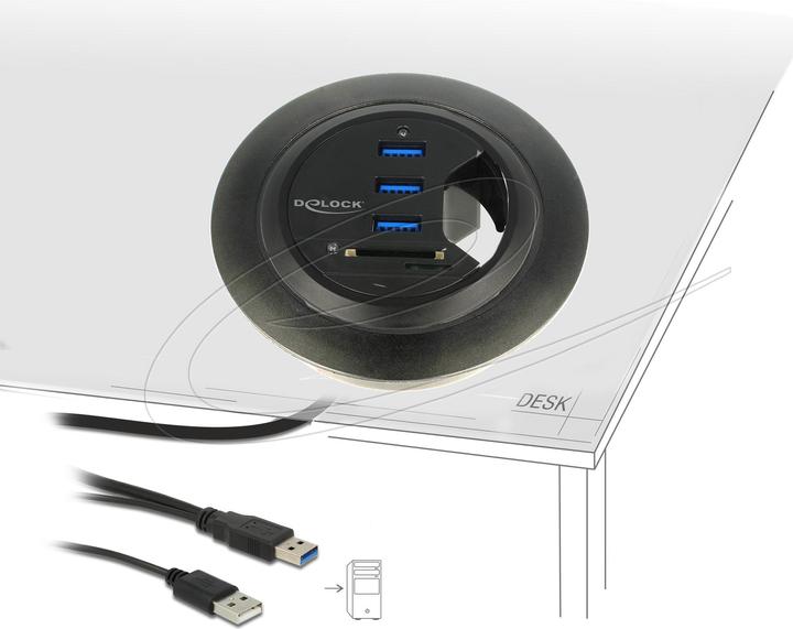 Produktbild Delock Tisch-Hub (USB-A, 3 Ports)