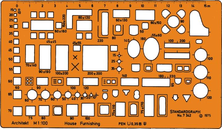 Produktbild Möblierungsschablone 1:100 (175 mm)