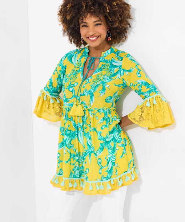 Produktbild Joe Browns Boho Print Lace Sleeve Beaded Cotton Tunic Dress (40)