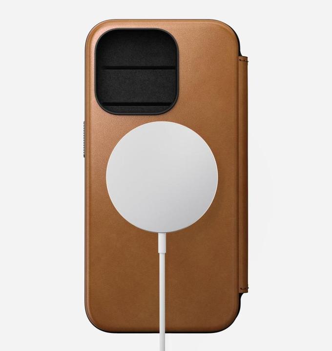 Actual product image Nomad Book Cover Modern Leather Folio iPhone 15 Pro Beige (Apple iPhone 15 Pro)