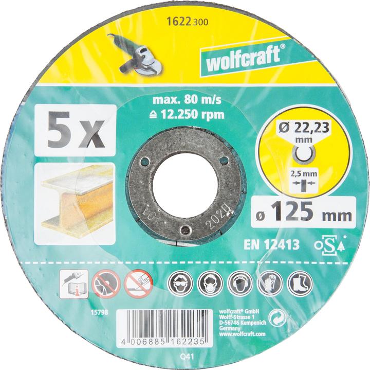 Image du produit wolfcraft wolfcraft 5 disques à tronçonner le métal ø125x2,5x22,2mm