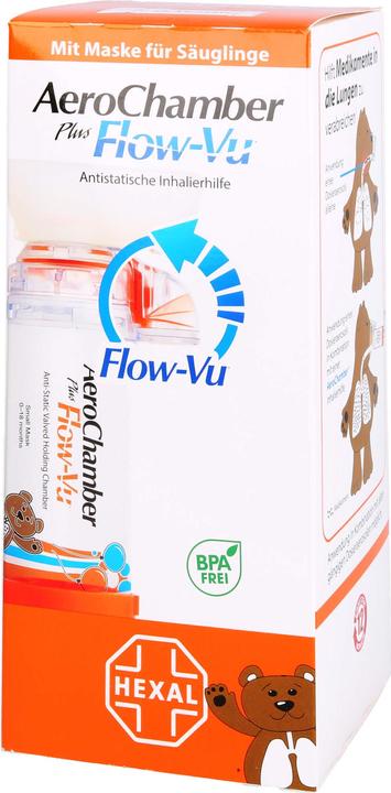 Actual product image Sandoz AeroChamber plus Flow-Vu with mask for babies, 1 pc. Inhalation aid
