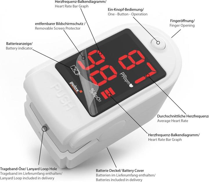 Image du produit Pulox Oxymètre de pouls PO-100 blanc